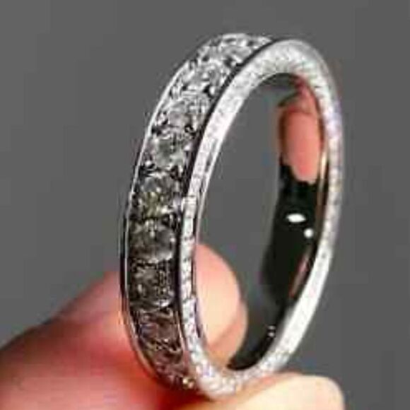 2 Ct. White Baguette Diamond Ring 14K White Gold on 925 Silver - Picture 5 of 7